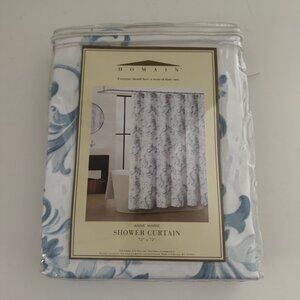 Domain Anne Marie Blue and White Shower Curtain New in Package 72 x 72 inches